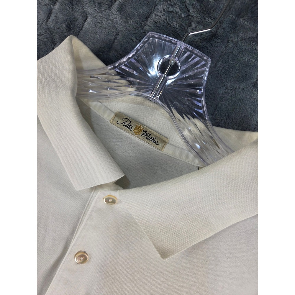 Peter Millar Men XL White Double Mercerized Cotton Polo Roaring Gap Invitational